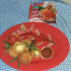kroket mie sambal rica - rica with egg