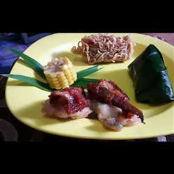 Lontong mi isi cakalang rica rica
