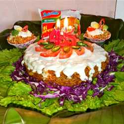 Birthday Cake Noodles with vege salad