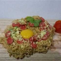 Indomie carbonara with sausage